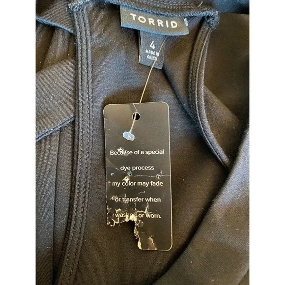 Torrid Black Jumpsuit Stretch Size 4X Minimalist Career Belt Cross Tie Back NWT - Picture 7 of 9